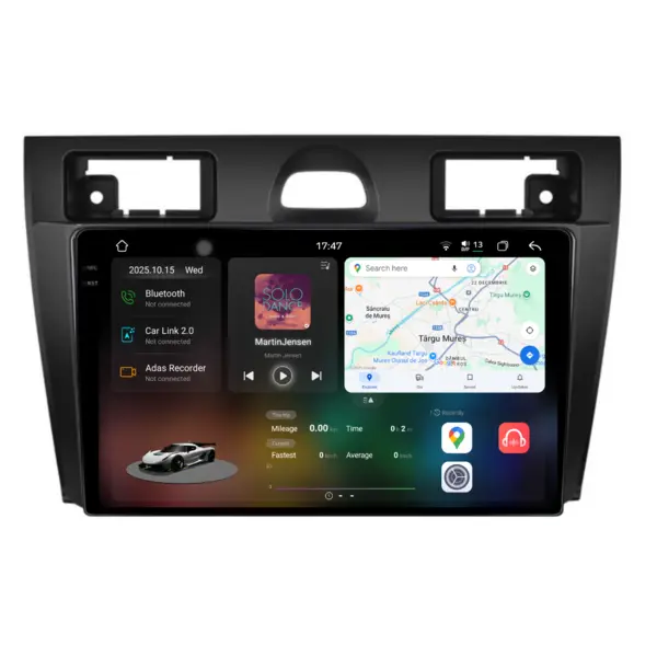 Navigatie Dedicata Ford Fiesta (2004 - 2009), 2K, 12Gb Ram, 256Gb Stocare, Android Auto, Carplay