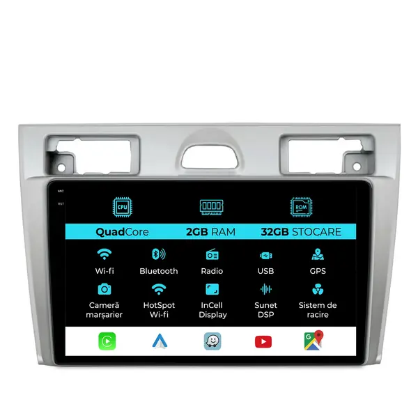 Navigatie Dedicata Ford Fiesta (2004 - 2009), 9 Inch, 2Gb Ram, 32Gb Stocare, Android Auto, Carplay