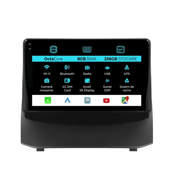 Navigatie Dedicata Ford Fiesta (2009-2017), 2K, 8Gb Ram, 256Gb Stocare, Carplay
