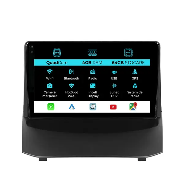 Navigatie Dedicata Ford Fiesta (2009 - 2017), QuadCore, 9 Inch, 4Gb Ram, 64Gb Stocare, Android Auto, Carplay