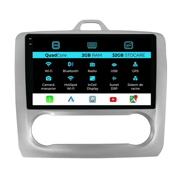 Navigatie Dedicata Ford Focus (2004 - 2012), 9 Inch, 2Gb Ram, 32Gb Stocare, Android Auto, Carplay