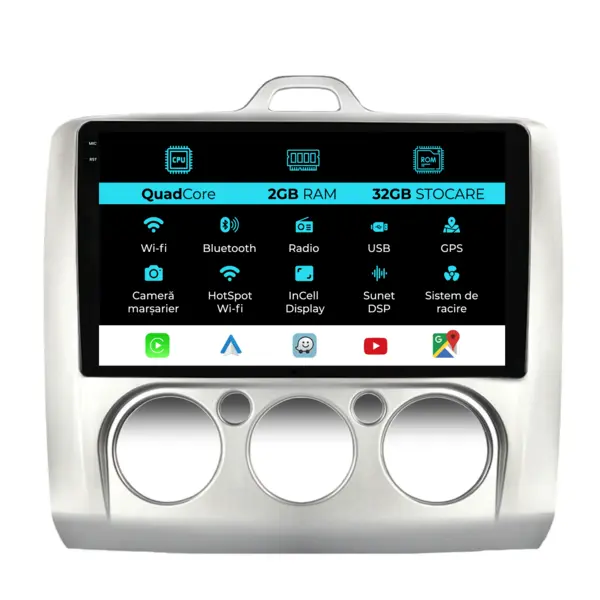 Navigatie Dedicata Ford Focus (2004 - 2012), 9 Inch, 2Gb Ram, 32Gb Stocare, Android Auto, Carplay