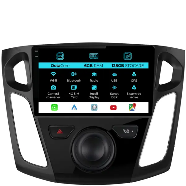 Navigatie Dedicata Ford Focus 3 (2011-2018), 9 Inch, 6Gb Ram, 128Gb Stocare, Android Auto, Carplay