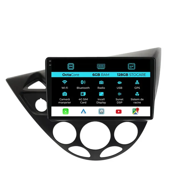 Navigatie Dedicata Ford Focus MK1 (1998-2004), 9Inch, 6Gb Ram, 128Gb Stocare, Carplay