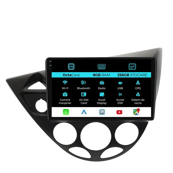 Navigatie Dedicata Ford Focus MK1 (1998-2004), 9Inch, 8Gb Ram, 256Gb Stocare, Carplay