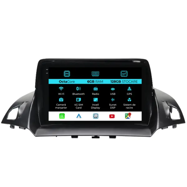 Navigatie Dedicata Ford Kuga (2013-2017), 9Inch, 6Gb Ram, 128Gb Stocare, Carplay