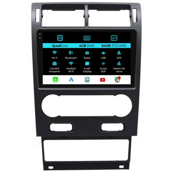 Navigatie Dedicata Ford Mondeo (2000 - 2007), QuadCore, 9 Inch, 4Gb Ram, 64Gb Stocare, Android Auto, Carplay