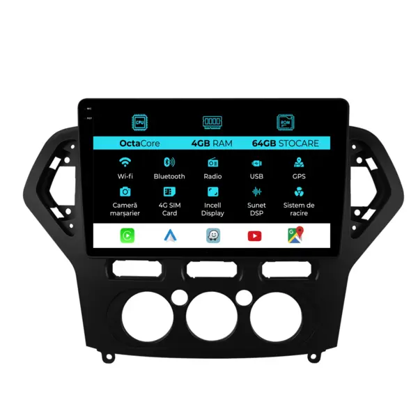 Navigatie Dedicata Ford Mondeo (2007 - 2014), 10 Inch, 4Gb Ram, 64Gb Stocare, Android Auto, Carplay