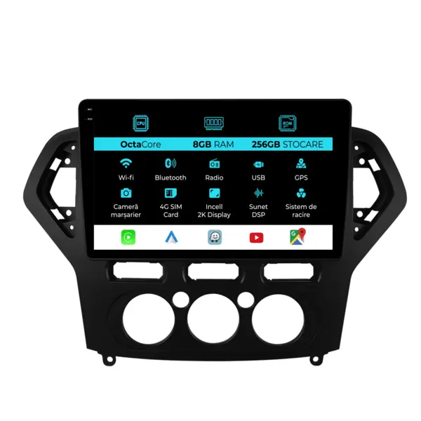 Navigatie Dedicata Ford Mondeo (2007-2014), 2K, 8Gb Ram, 256Gb Stocare, Carplay