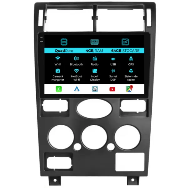 Navigatie Dedicata Ford Mondeo 3 (2000-2007),QuadCore, 9Inch, 4Gb Ram, 64Gb Stocare, Carplay