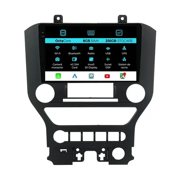 Navigatie Dedicata Ford Mustang (2014-2021), 2K, 8Gb Ram, 256Gb Stocare, Carplay