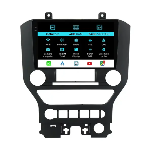 Navigatie Dedicata Ford Mustang (2014 - 2021), QuadCore, 9 Inch, 4Gb Ram, 64Gb Stocare, Android Auto, Carplay