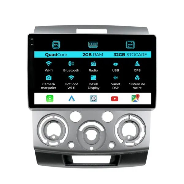 Navigatie Dedicata Ford Ranger (2005-2011), 9Inch, 2Gb Ram, 32Gb Stocare, Carplay