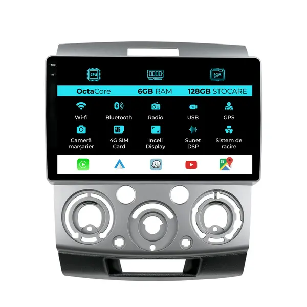 Navigatie Dedicata Ford Ranger (2005-2011), 9Inch, 6Gb Ram, 128Gb Stocare, Carplay