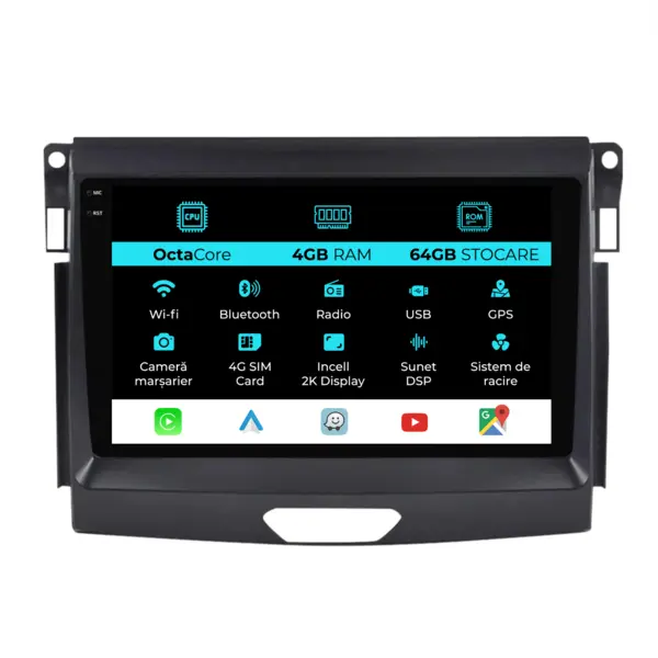 Navigatie Dedicata Ford Ranger (2015-2020), 2K, 4Gb Ram, 64Gb Stocare, Carplay
