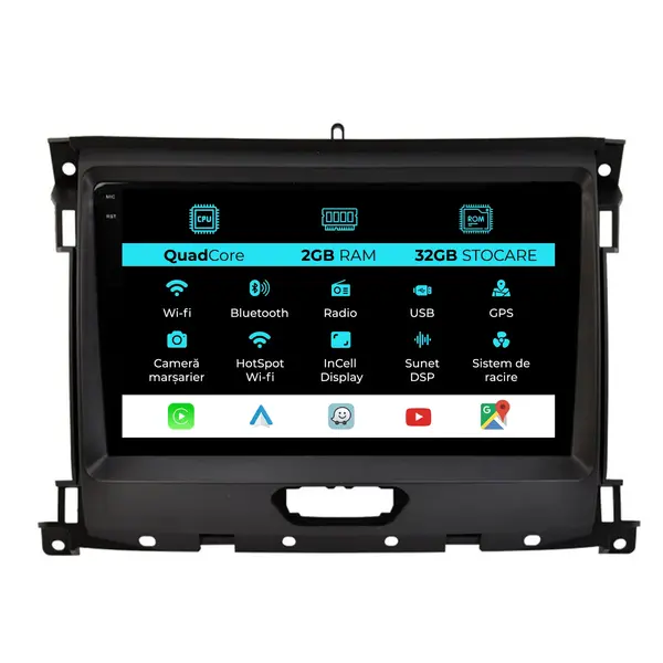 Navigatie Dedicata Ford Ranger (2015-2020), 9Inch, 2Gb Ram, 32Gb Stocare, Carplay