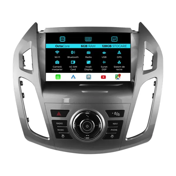 Navigatie Dedicata Ford Tourneo Connect (2013 - 2022), 9 Inch, 6Gb Ram, 128Gb Stocare, Android Auto, Carplay