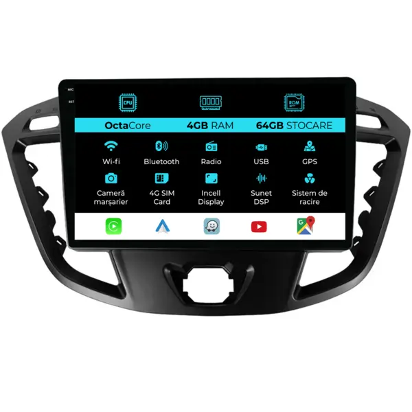 Navigatie Dedicata Ford Transit (2012-2018), 9Inch, 4Gb Ram, 64Gb Stocare, Carplay