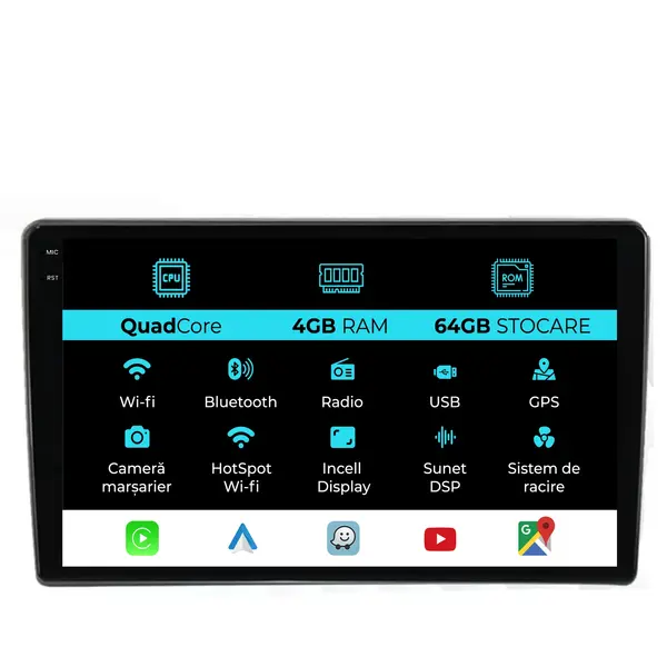 Navigatie Dedicata Ford Transit (2019 - 2025), QuadCore, 10 Inch, 4Gb Ram, 64Gb Stocare, Android Auto, Carplay