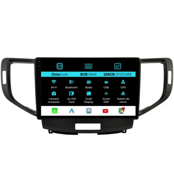 Navigatie Dedicata Honda Accord (2008-2012), 9Inch, 8Gb Ram, 256Gb Stocare, Carplay