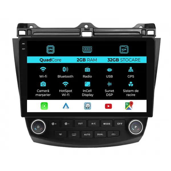 Navigatie Dedicata Honda Accord VII (2003 - 2008), 10Inch, 2Gb Ram, 32Gb Stocare, Carplay