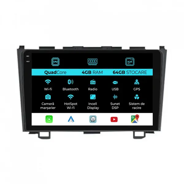 Navigatie Dedicata Honda CR-V (2001 - 2006), QuadCore, 9 Inch, 4Gb Ram, 64Gb Stocare, Android Auto, Carplay
