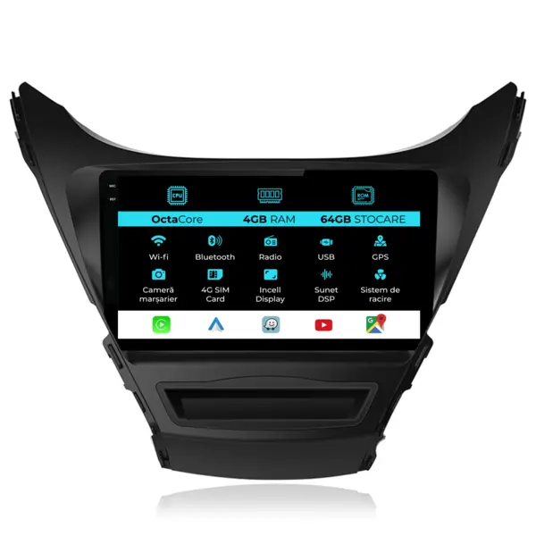 Navigatie Dedicata Hyundai Elantra (2006-2011), 9 Inch, 4Gb Ram, 64Gb Stocare, Android Auto, Carplay