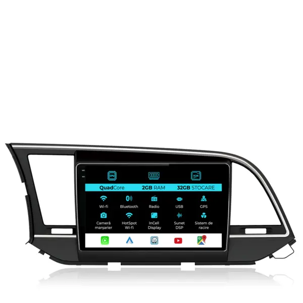 Navigatie Dedicata Hyundai Elantra (2010-2016), 9 Inch, 2Gb Ram, 32Gb Stocare, Android Auto, Carplay