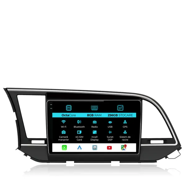 Navigatie Dedicata Hyundai Elantra (2015-2018), 9 Inch, 8Gb Ram, 256Gb stocare, Carplay