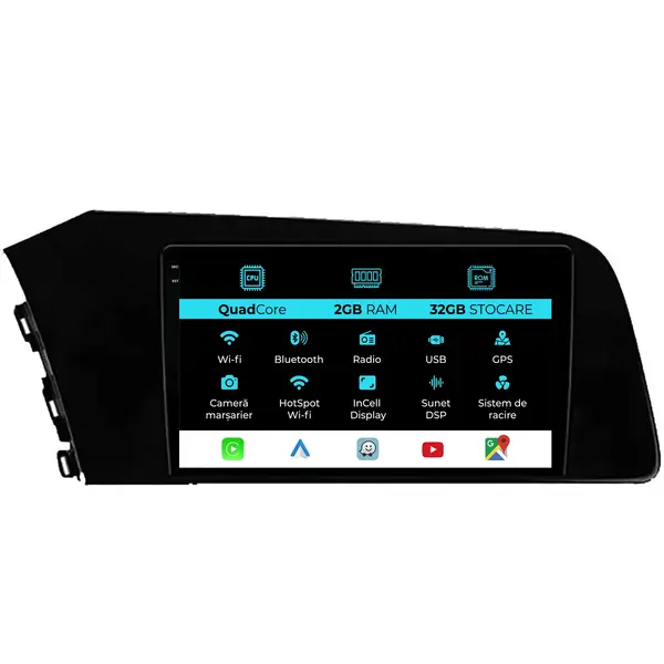 Navigatie Dedicata Hyundai Elantra (2020-2025), 9 Inch, 2Gb Ram, 32Gb Stocare, Android Auto, Carplay