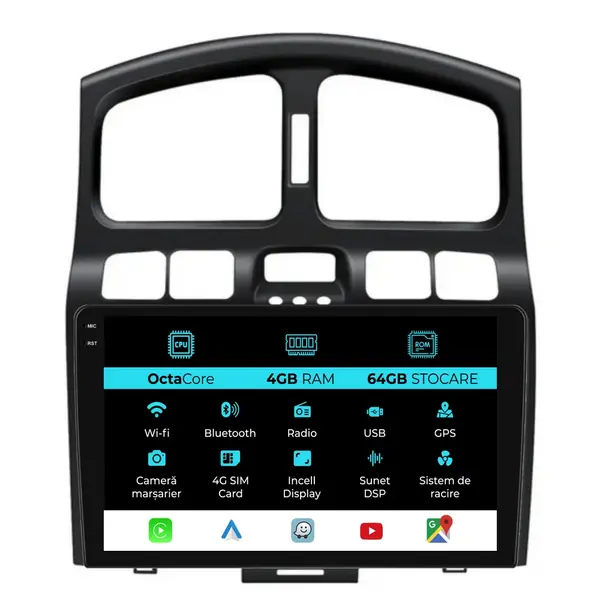 Navigatie Dedicata Hyundai Santa Fe (2000-2006), 9Inch, 4Gb Ram, 64Gb Stocare, Carplay