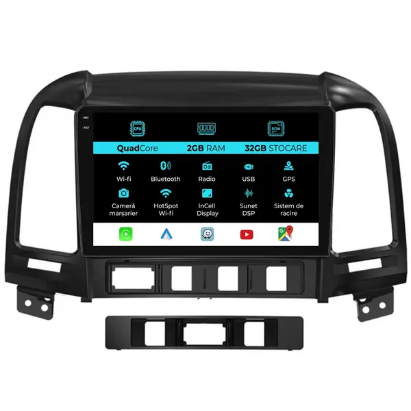 Navigatie Dedicata Hyundai Santa Fe (2005-2012), 9 Inch, 2Gb Ram, 32Gb Stocare, Android Auto, Carplay
