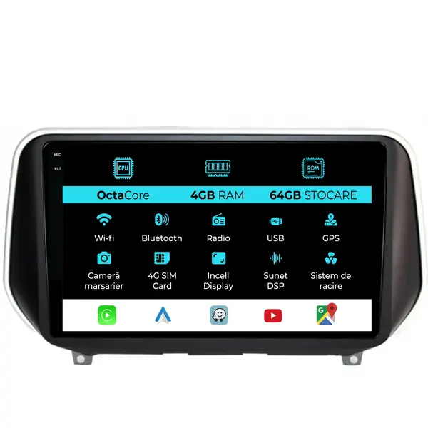 Navigatie Dedicata Hyundai SantaFe (2018-2024), 9 Inch, 4Gb Ram, 64Gb Stocare, Android Auto, Carplay
