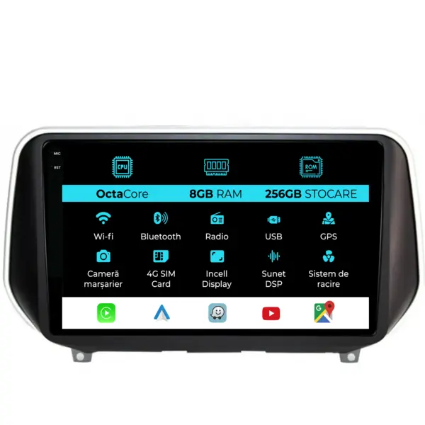 Navigatie Dedicata Hyundai SantaFe (2018-2024), 9Inch, 8Gb Ram, 256Gb Stocare, Carplay
