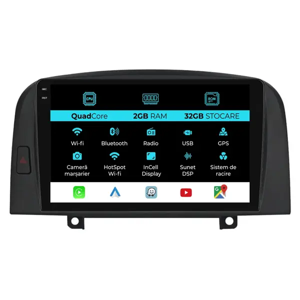 Navigatie Dedicata Hyundai Sonata (2004 - 2008), 9 Inch, 2Gb Ram, 32Gb Stocare, Android Auto, Carplay