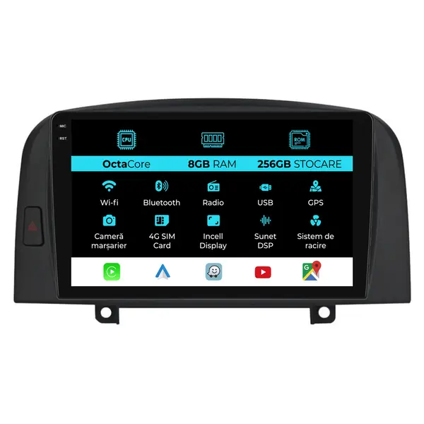 Navigatie Dedicata Hyundai Sonata (2004 - 2008), 9 Inch, 8Gb Ram, 256Gb Stocare, Android Auto, Carplay