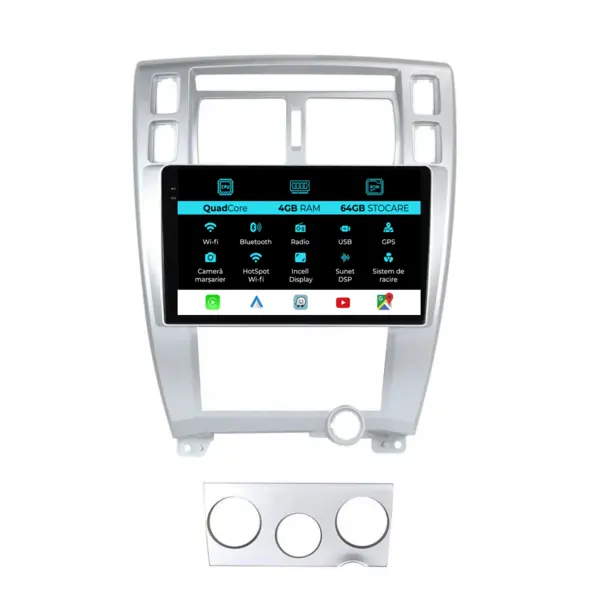 Navigatie Dedicata Hyundai Tucson (2006-2013), QuadCore, 9 Inch, 4Gb Ram, 64Gb Stocare, Android Auto, Carplay
