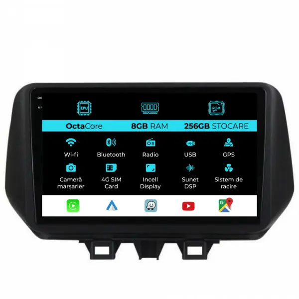 Navigatie Dedicata Hyundai Tucson (2018-2020), 9 Inch, 8Gb Ram, 256Gb stocare, Carplay