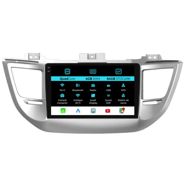 Navigatie Dedicata Hyundai Tucson, IX35 (2015-2018),QuadCore, 9Inch, 4Gb Ram, 64Gb Stocare, Carplay