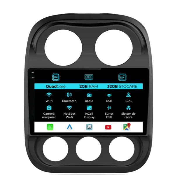 Navigatie Dedicata Jeep Compass (2010-2016), 10Inch, 2Gb Ram, 32Gb Stocare, Carplay