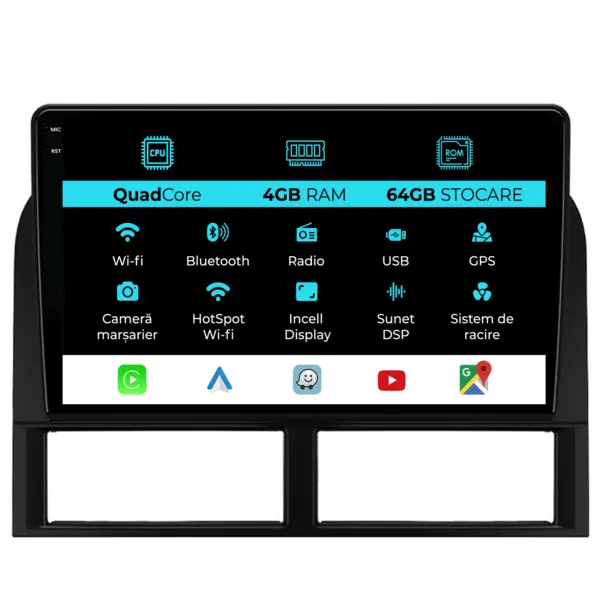 Navigatie Dedicata Jeep Grand Cherokee (1998-2004), QuadCore, 9 Inch, 4Gb Ram, 64Gb Stocare, Android Auto, Carplay