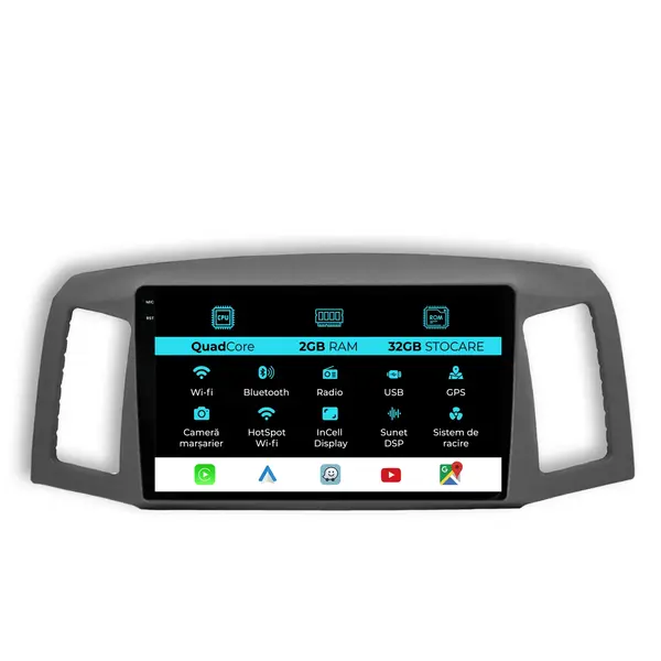 Navigatie Dedicata Jeep Grand Cherokee (2004-2007), 10 Inch, 2Gb Ram, 32Gb Stocare, Android Auto, Carplay