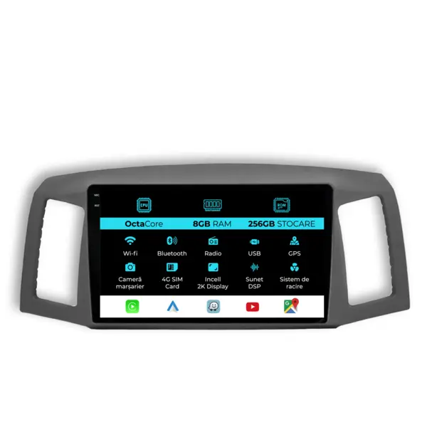 Navigatie Dedicata Jeep Grand Cherokee (2004-2007), 2K, 8Gb Ram, 256Gb Stocare, Carplay