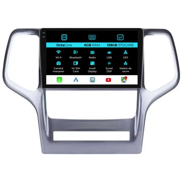 Navigatie Dedicata Jeep Grand Cherokee (2010-2014), 9Inch, 6Gb Ram, 128Gb Stocare, Carplay