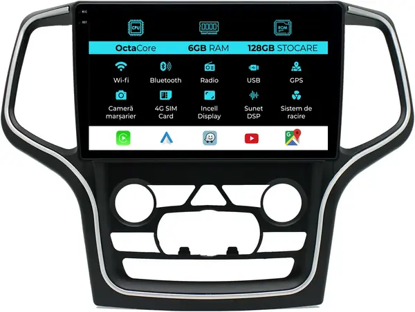Navigatie Dedicata Jeep Grand Cherokee (2013-2020) , 10Inch, 6Gb Ram, 128Gb Stocare, Carplay