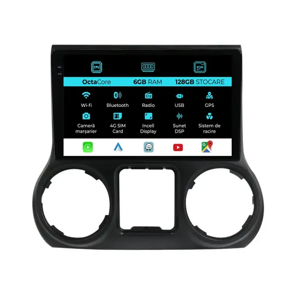 Navigatie Dedicata Jeep Wrangler (2011-2017), 10Inch, 6Gb Ram, 128Gb Stocare, Carplay