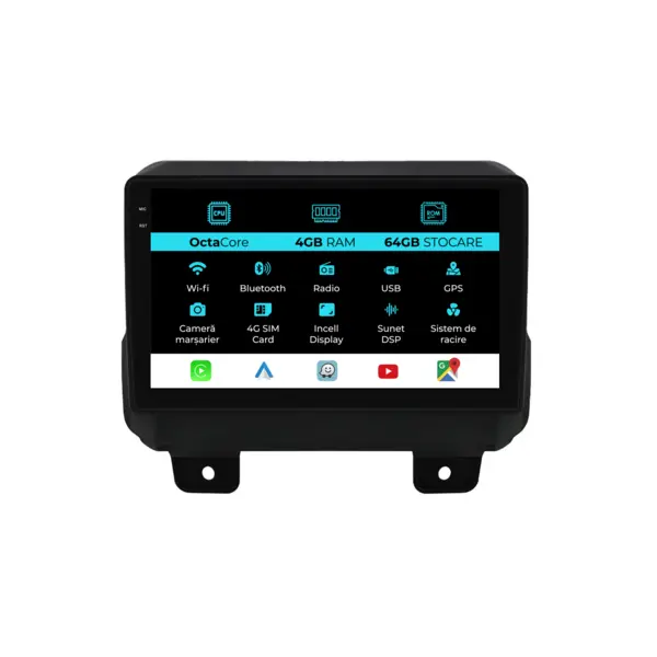 Navigatie Dedicata Jeep Wrangler (2018-2022), 9 Inch, 4Gb Ram, 64Gb Stocare, Android Auto, Carplay