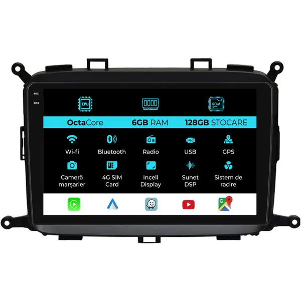 Navigatie Dedicata Kia Carens (2012-2017), 9 Inch, 6Gb Ram, 128Gb Stocare, Android Auto, Carplay