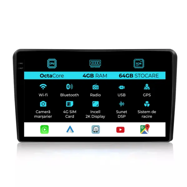 Navigatie Dedicata Kia Ceed (2006-2012), 2K, 4Gb Ram, 64Gb Stocare, Carplay