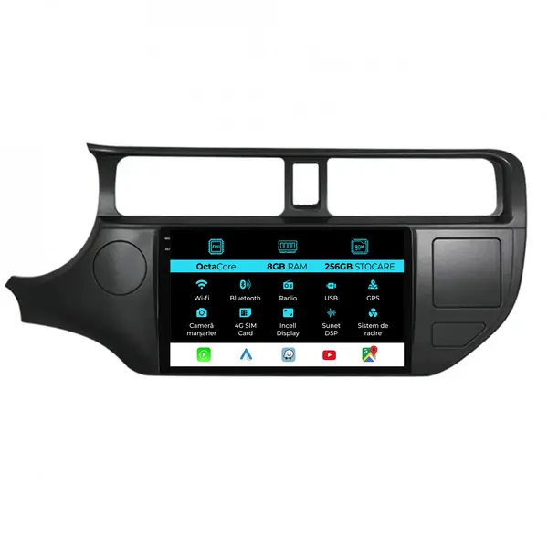 Navigatie Dedicata Kia Rio (2011-2014), 9 Inch, 8Gb Ram, 256Gb Stocare, Android Auto, Carplay